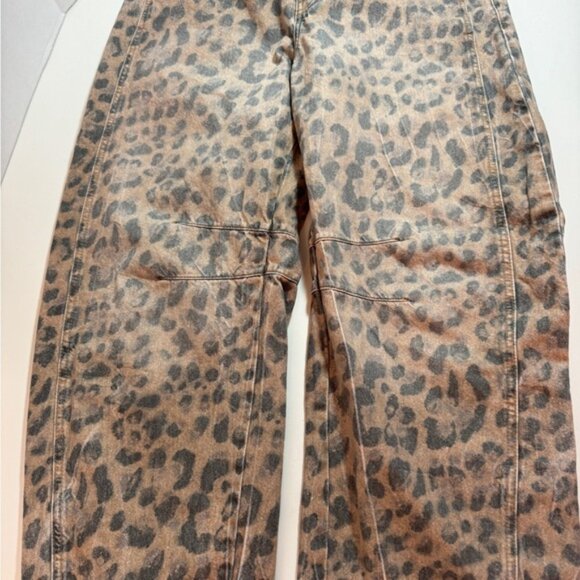 Free People Leopard Print Straight Leg Pants - Picture 2 of 4